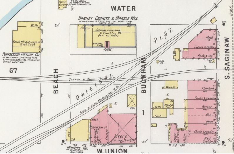 Flint railroad crossing in 1898